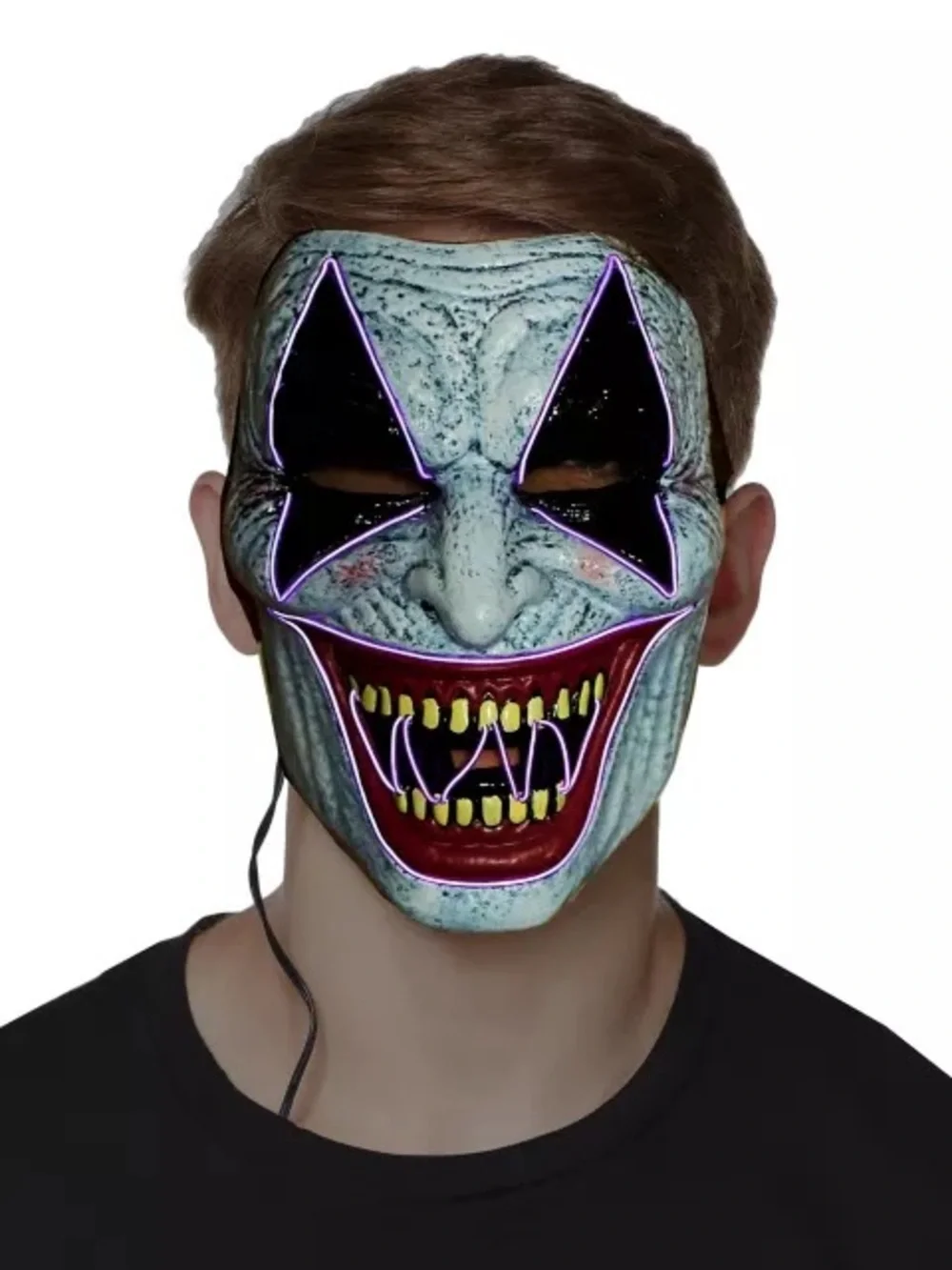 Laughing EL Wire Riot Clown Half Mask